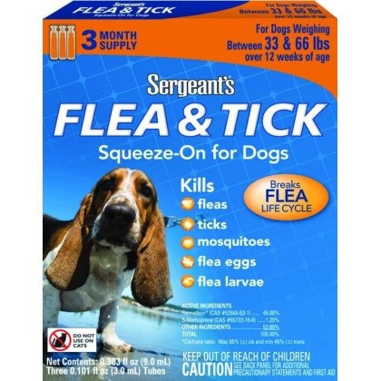 Sergeants Flea and Tick Squeeze-On Dog 33-66lb